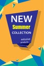 Blue and yellow new summer collection poster.