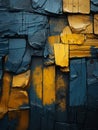 a blue and yellow painted wall with cracks and peeling paint Royalty Free Stock Photo