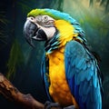 Blue and yellow parrot