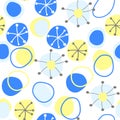 Blue yellow pattern with Doodle circles