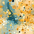 Blue and yellow pattern with paint drops (tiled Royalty Free Stock Photo