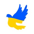 Blue-yellow peace dove. A symbol of peace. No war. Stop the war in Ukraine. Vector illustration EPS 10