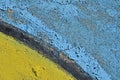 Blue and yellow peeling paint Royalty Free Stock Photo