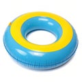 Blue yellow pool float ring isolated on white background Royalty Free Stock Photo