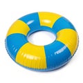 Blue yellow pool float ring isolated on white background Royalty Free Stock Photo
