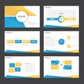 Blue yellow presentation templates Infographic elements flat design set for brochure flyer leaflet marketing Royalty Free Stock Photo