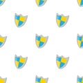 Blue and yellow protection shield pattern seamless vector