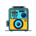 Vector of a blue and yellow radio with speakers on it