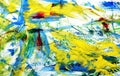 Blue red yellow vivid blurred painting watercolor background, abstract painting watercolor background Royalty Free Stock Photo