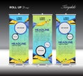 Blue and yellow Roll Up Banner template vector illustration Royalty Free Stock Photo