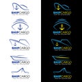 Blue and yellow Ship cargo logo vector design