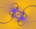 Blue yellow bright shapes, baroque fantasy fractal, abstract flowery spiral shapes, background Royalty Free Stock Photo