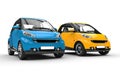 Blue And Yellow Small Cars Royalty Free Stock Photo