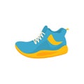 Blue and yellow sport shoes icon in flat style Royalty Free Stock Photo