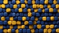 Blue and yellow stone cubes. Colorful stone blocks, vibrant art background. Created with generative Ai