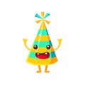 Blue And Yellow Stripy Party Hat,Happy Birthday And Celebration Party Symbol Cartoon Character