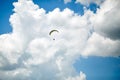 Blue and yellow Ukrainian flag paraglide in skydive Royalty Free Stock Photo