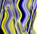 Blue yellow waves lights disco geometries, surreal abstract background, graphics Royalty Free Stock Photo