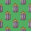 Blue Yellow Wax Candles Seamless Pattern Royalty Free Stock Photo