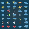 Blue and yellow weather icons set Royalty Free Stock Photo