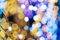 Blue, yellow and white blur background with defocused light bokeh. Abstract bokeh background. Christmas bokeh lights Royalty Free Stock Photo