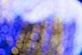 Blue,yellow and white abstract blur background defocused light bokeh. Abstract bokeh background. Christmas bokeh lights Royalty Free Stock Photo