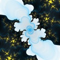 Blue yellow white petals, fractal, abstract background Royalty Free Stock Photo
