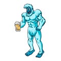 Blue yeti Holding Large Beer Mug