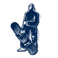 Blue yeti snowboarder