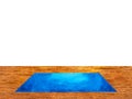 Blue yoga mat on brown wood floor studio room art watercolor painting illustration design Royalty Free Stock Photo