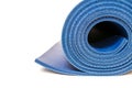 blue yoga mat isolated on white background