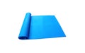 Blue yoga mat sport isolated on white background , clipping path Royalty Free Stock Photo