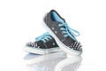Blue young girl shoes with studs Royalty Free Stock Photo