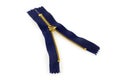 Blue zipper isolated Royalty Free Stock Photo