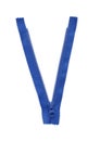 Blue zipper isolated on white, top view Royalty Free Stock Photo