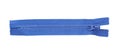 Blue zipper isolated on white, top view Royalty Free Stock Photo