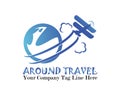 Around travel related emblems, labels and design elements