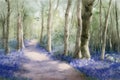 Bluebell Wood - Watercolour Painting. Generative AI Royalty Free Stock Photo