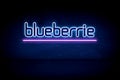 Blueberrie - blue neon announcement signboard Royalty Free Stock Photo