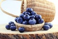 Blueberries in bamboo basket on white background Royalty Free Stock Photo