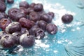 Blueberries of blue glass plate Royalty Free Stock Photo