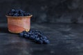 blueberries in a clay pot