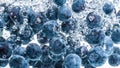 Blueberries falling into water on white background Royalty Free Stock Photo