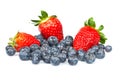 Blueberries and fresh tasty strawberries Royalty Free Stock Photo