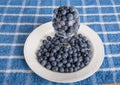 Blueberries in Glass on Plate Royalty Free Stock Photo