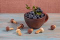 Blueberries with leaves and shortbread cookies