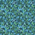 Blueberries with leaves. Watercolor illustration. Dense, berry, seamless pattern from the BEACH BAR collection. For