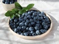 Fresh blueberries with water drops. Blue berries on a plate Royalty Free Stock Photo