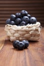 Blueberries on rustic wooden table