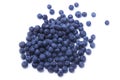 Blueberries scattered on the white background